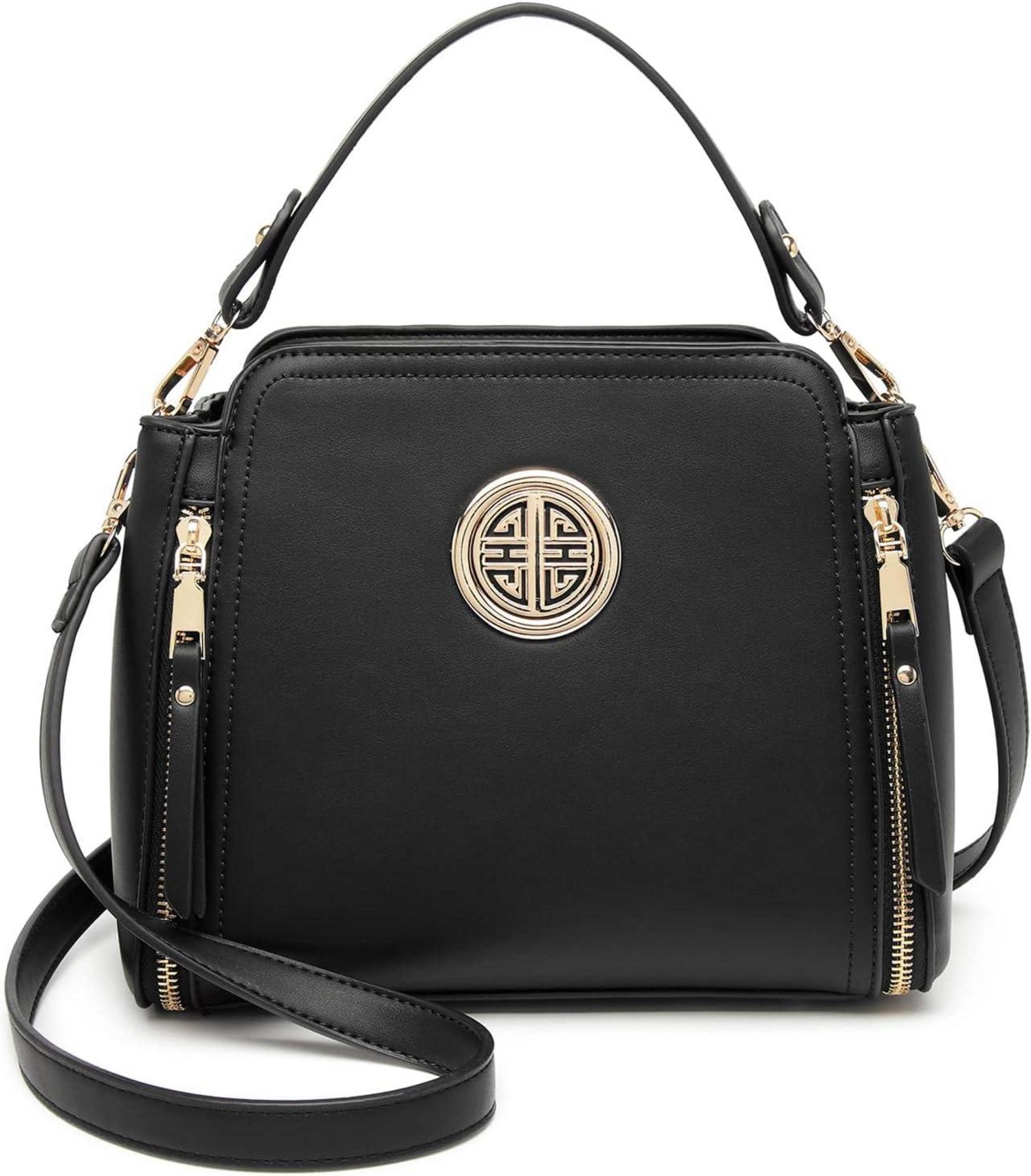 Schwarze Miss Lulu Crossbody Umhängetasche Damen PU Leder