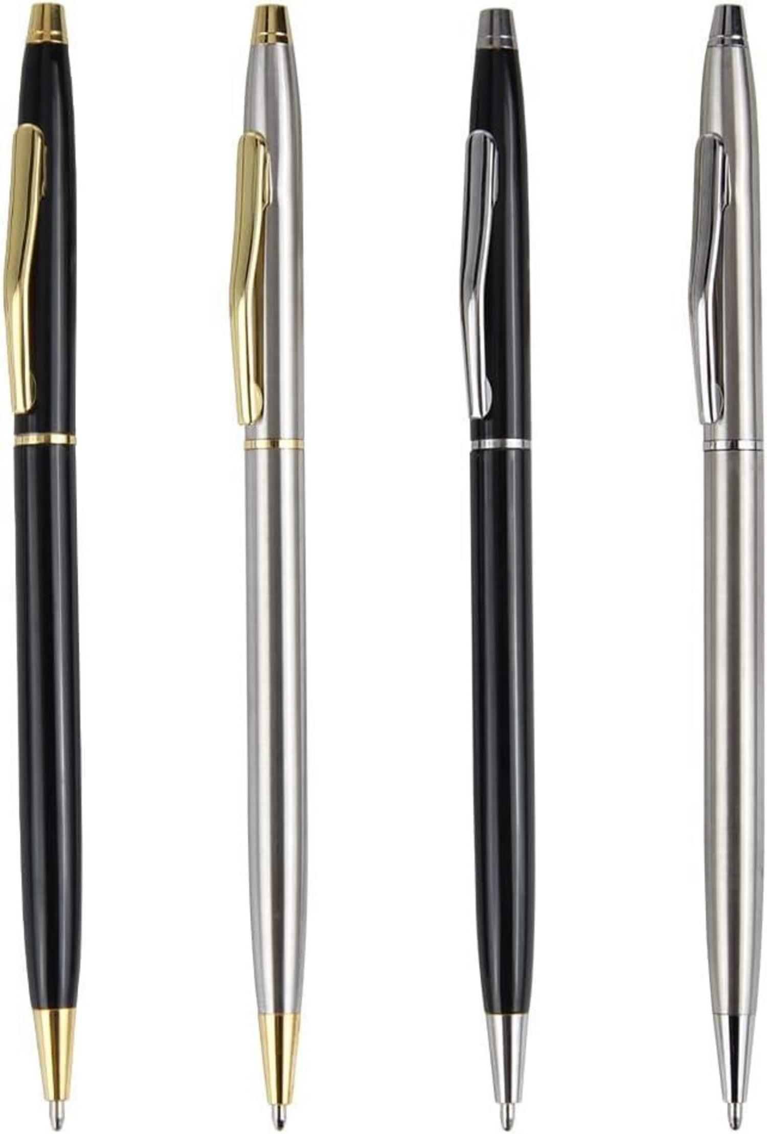 Kugelschreiber 4 Stück Metall Drehkugelschreiber Schwarz Tinte Büro