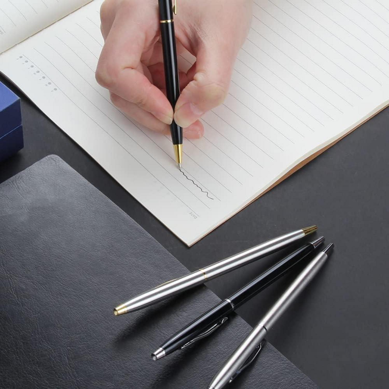 Metall Druckkugelschreiber 4 Stück Schwarz Tinte Büro Geschenk