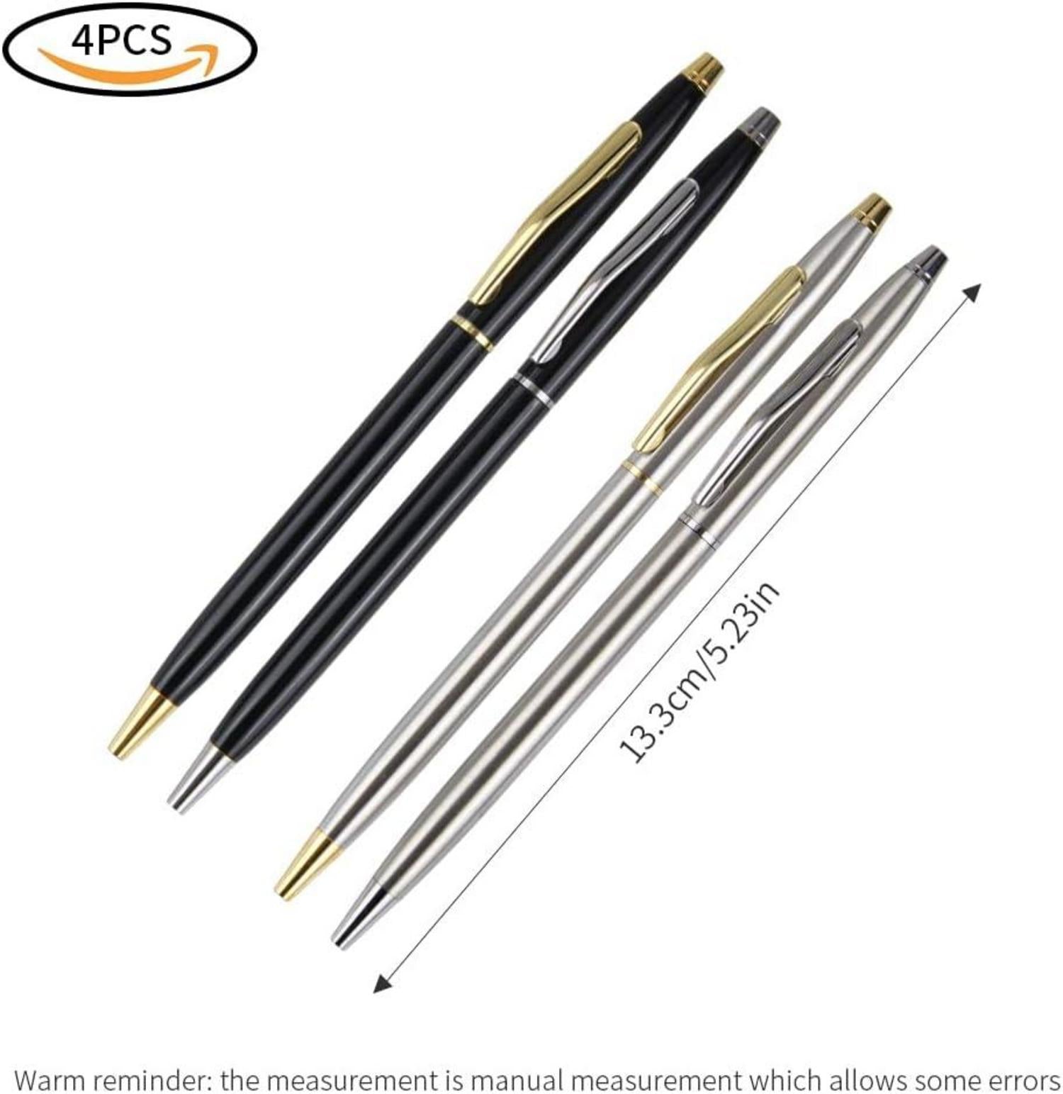 Metall Druckkugelschreiber 4 Stück Schwarz Tinte Büro Geschenk