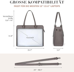 Damen Laptoptasche 15,6 Zoll Leder Aktentasche