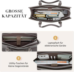Laptoptasche Damen 15,6 Zoll Schultertasche Aktentasche Large Schwarz