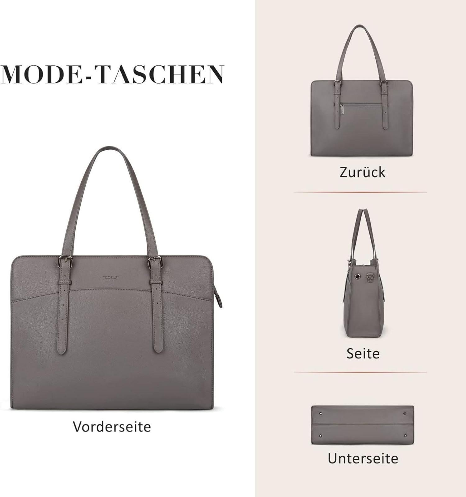 Große ECOSUSI Laptop Handtasche 15,6 Zoll Damen Schultertasche Aktentasche