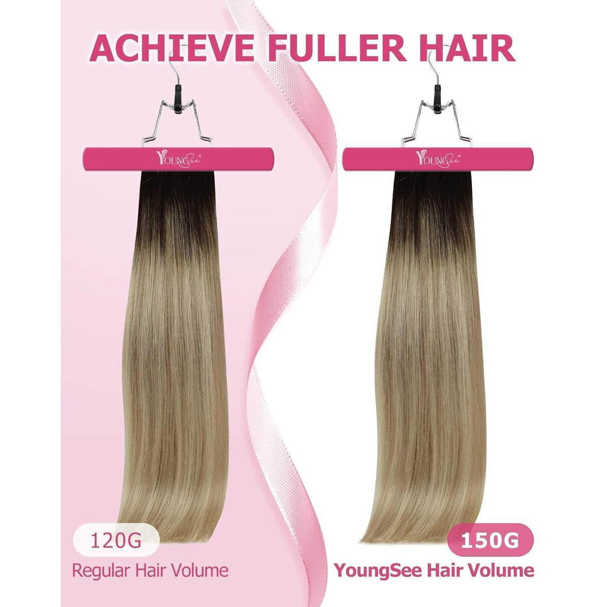 Clip-in Echthaarverlängerung Balayage Dunkelbraun Ombre