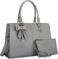 Handtasche Laptoptasche 15,6 Zoll Damen Schultertasche Grau