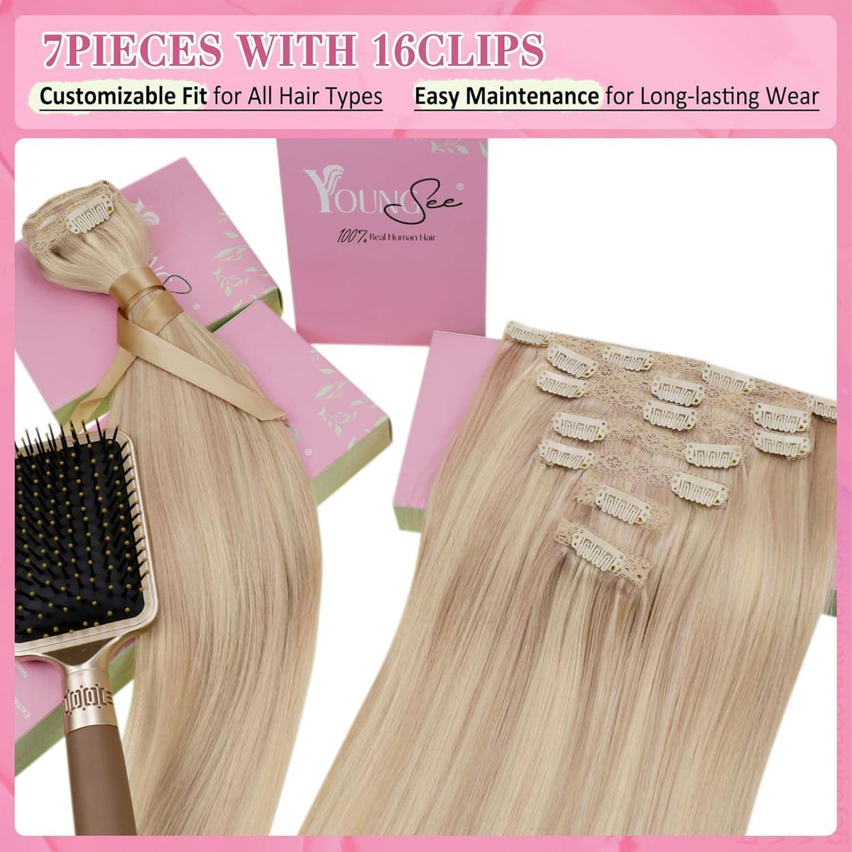 Blond Clip-in Echthaar Haarverlängerung 30cm 80g