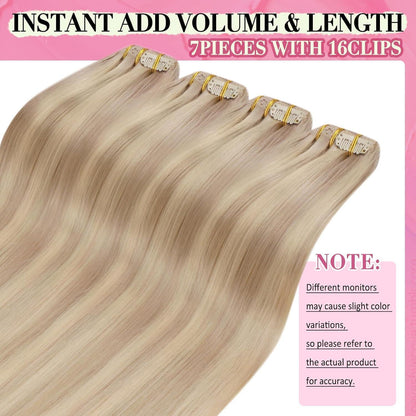 Blond Clip-in Echthaar Haarverlängerung 30cm 80g