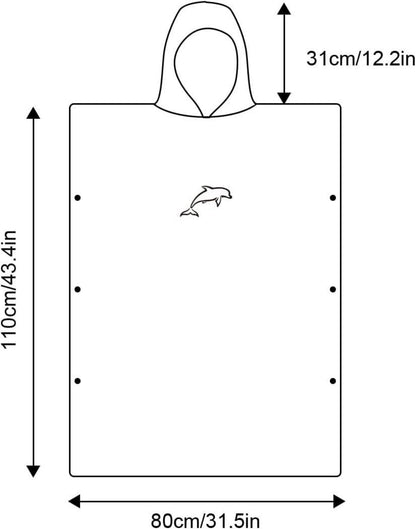 Mikrofaser Surf Poncho 110x80cm Quick Dry Badeponcho mit