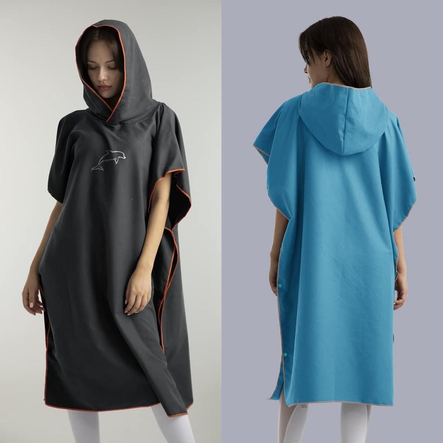 Handtuch Poncho Mikrofaser Surf 110x80cm Quick Dry Badeponcho Kapuze
