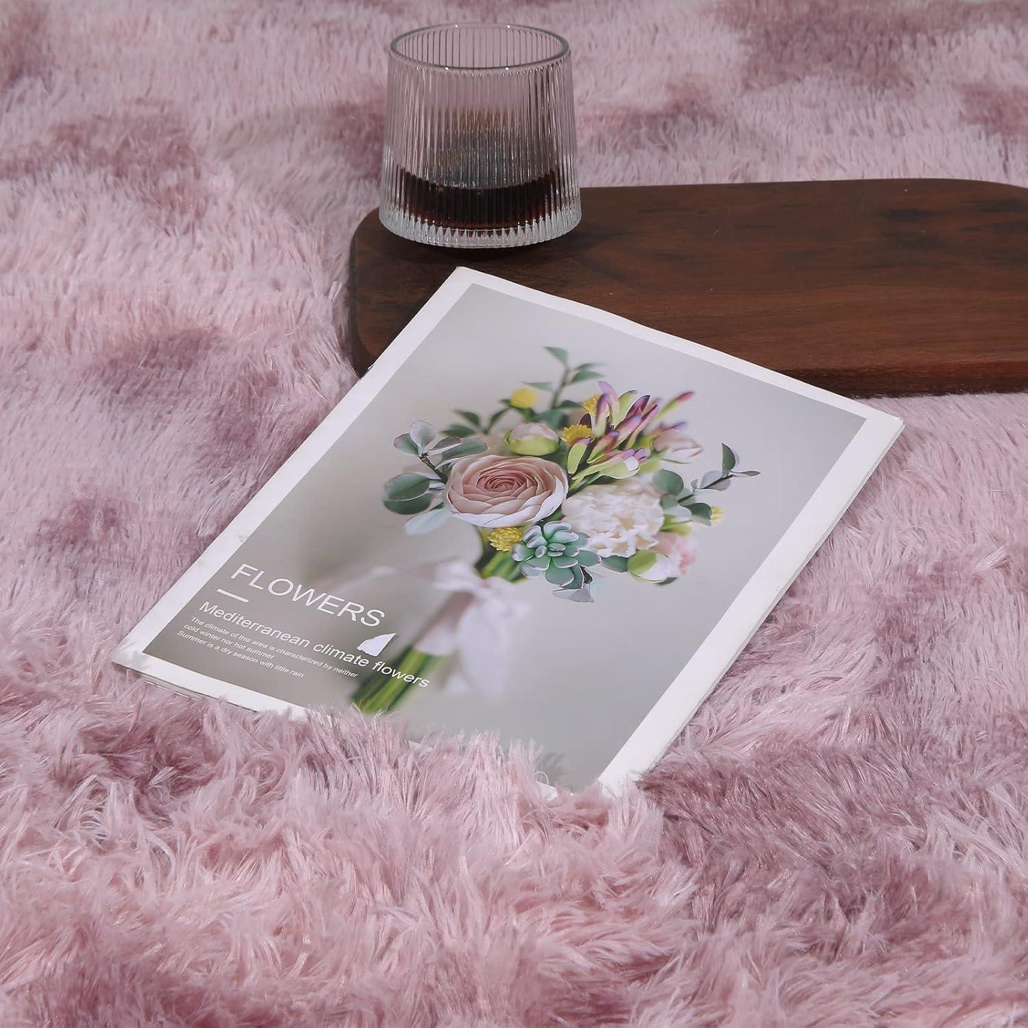 Pauwer Shaggy Teppich Langflor 160x200cm Pink rutschfest