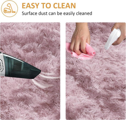 Pauwer Hochflor Teppich 160 x 230 cm weiches Wohnzimmer Schlafzimmer Rosa