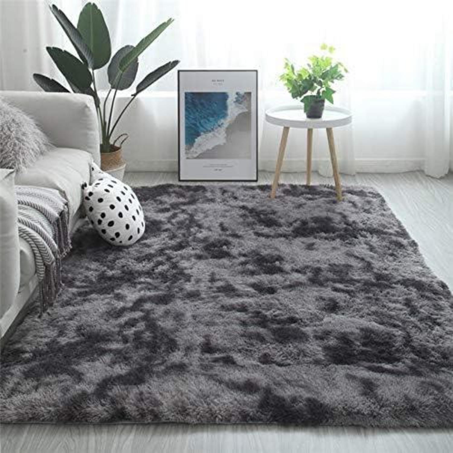 Shaggy Teppich 120x160 cm Dunkelgrau Weich Wohnzimmerteppich rutschfest