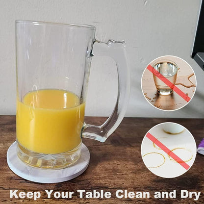 Untersetzer Gläser 6er Set Marmor mit Kork-Rückseite Halter