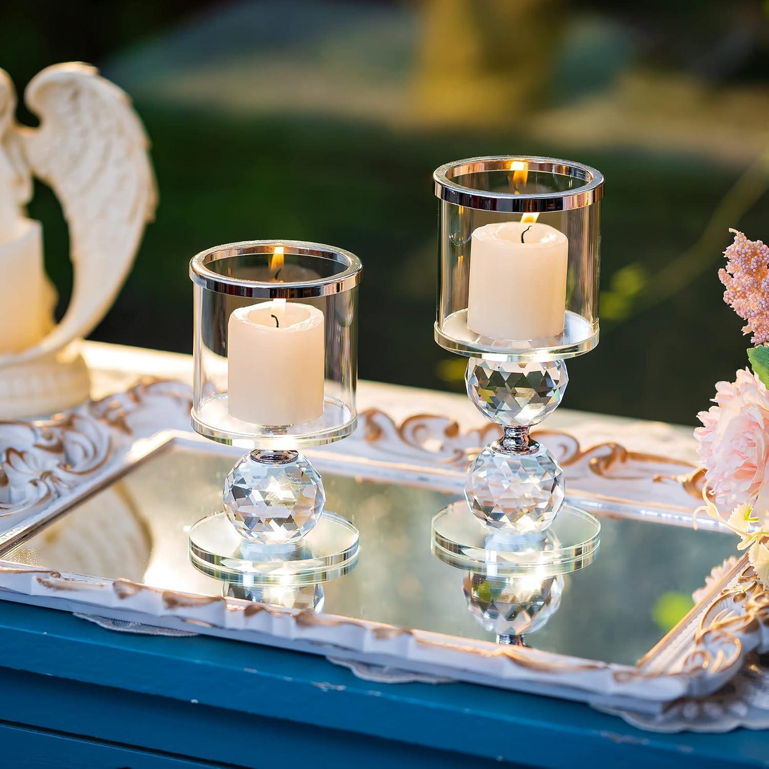 Moderne Kristallglas Kerzenständer Set für Tisch