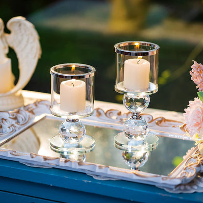 Moderne Kristallglas Kerzenständer Set für Tisch