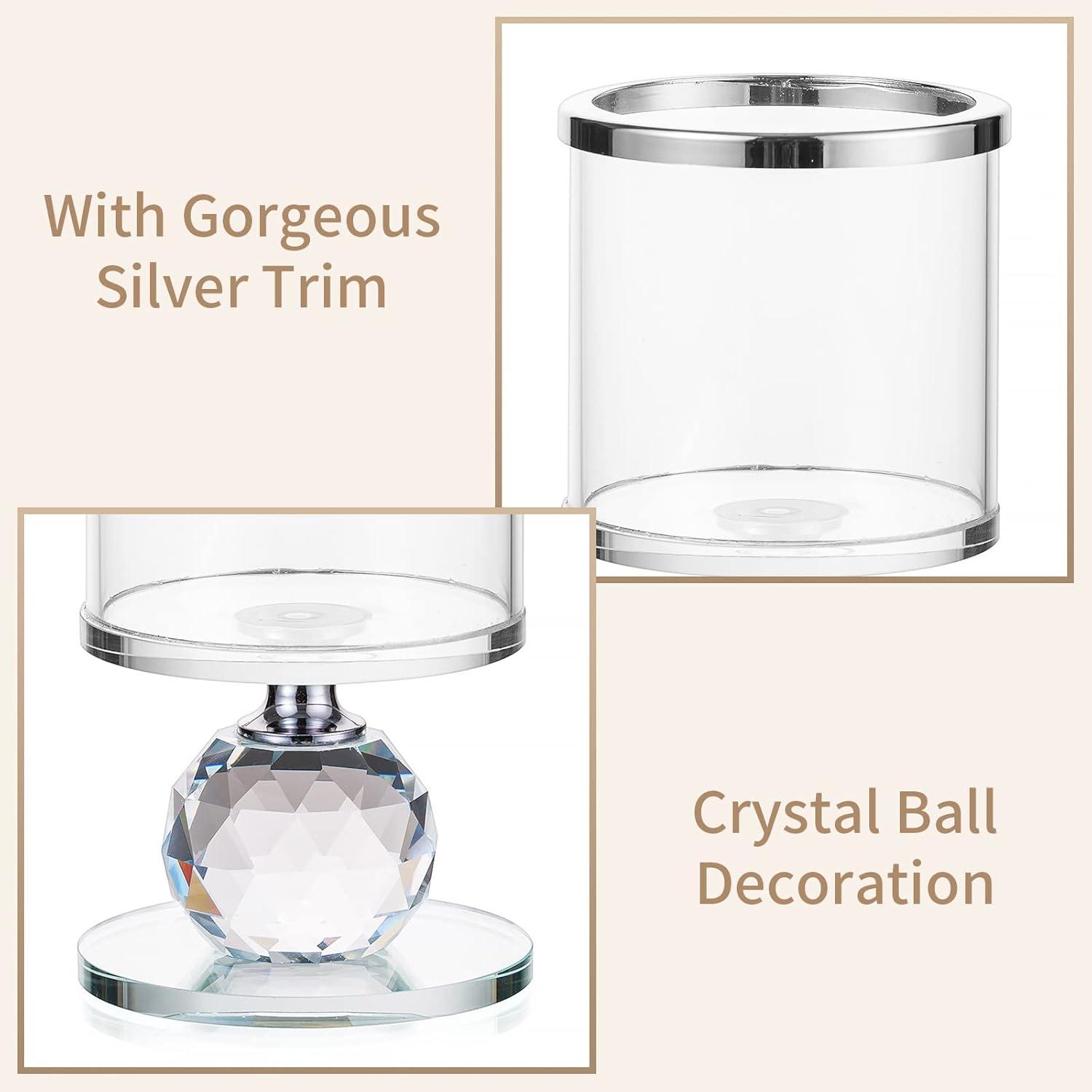 Kerzenständer Kristall Glas transparent modern Tisch Deko silber Klein