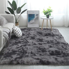 Hochflor Teppich Wohnzimmer Flauschig 200x200 cm Schwarz Grau