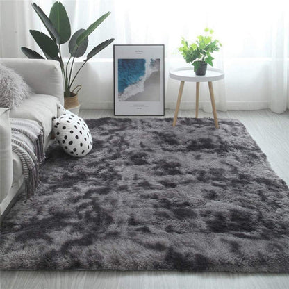 Flauschiger Hochflor Teppich 200x300 cm Schwarz Grau