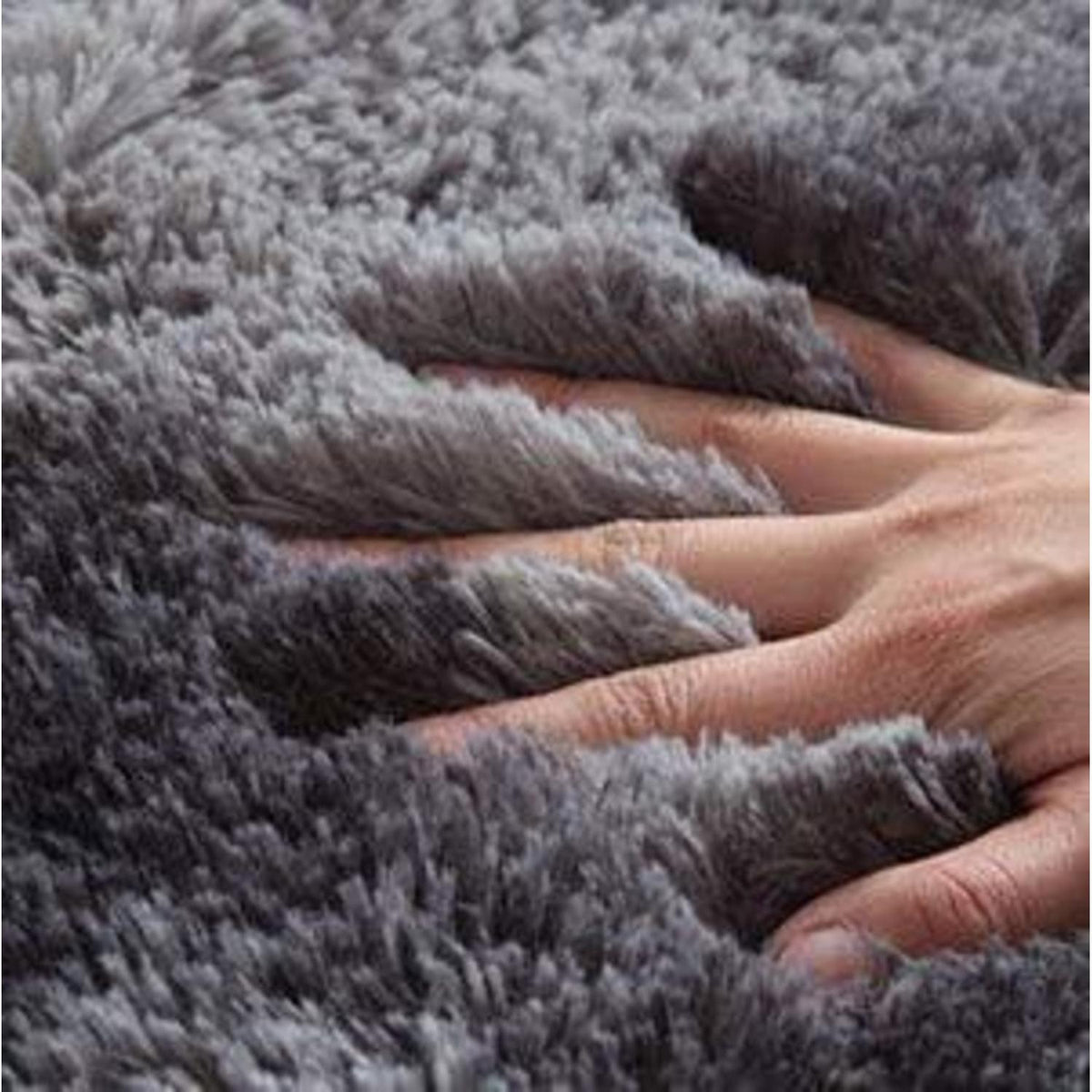 Flauschiger Hochflor Teppich 200x300 cm Schwarz Grau