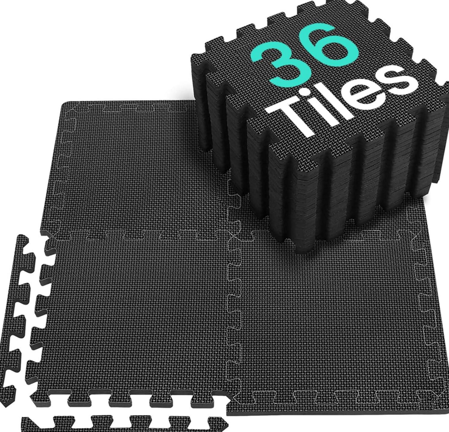 Fitness Bodenschutzmatten Set 36 Matten 3.31 Qm Schwarz