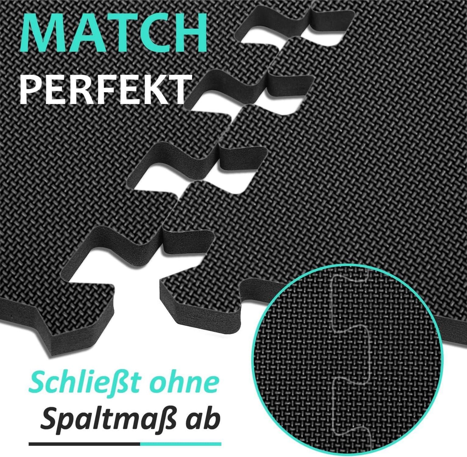 Fitness Bodenschutzmatten Set 36 Matten 3.31 Qm Schwarz