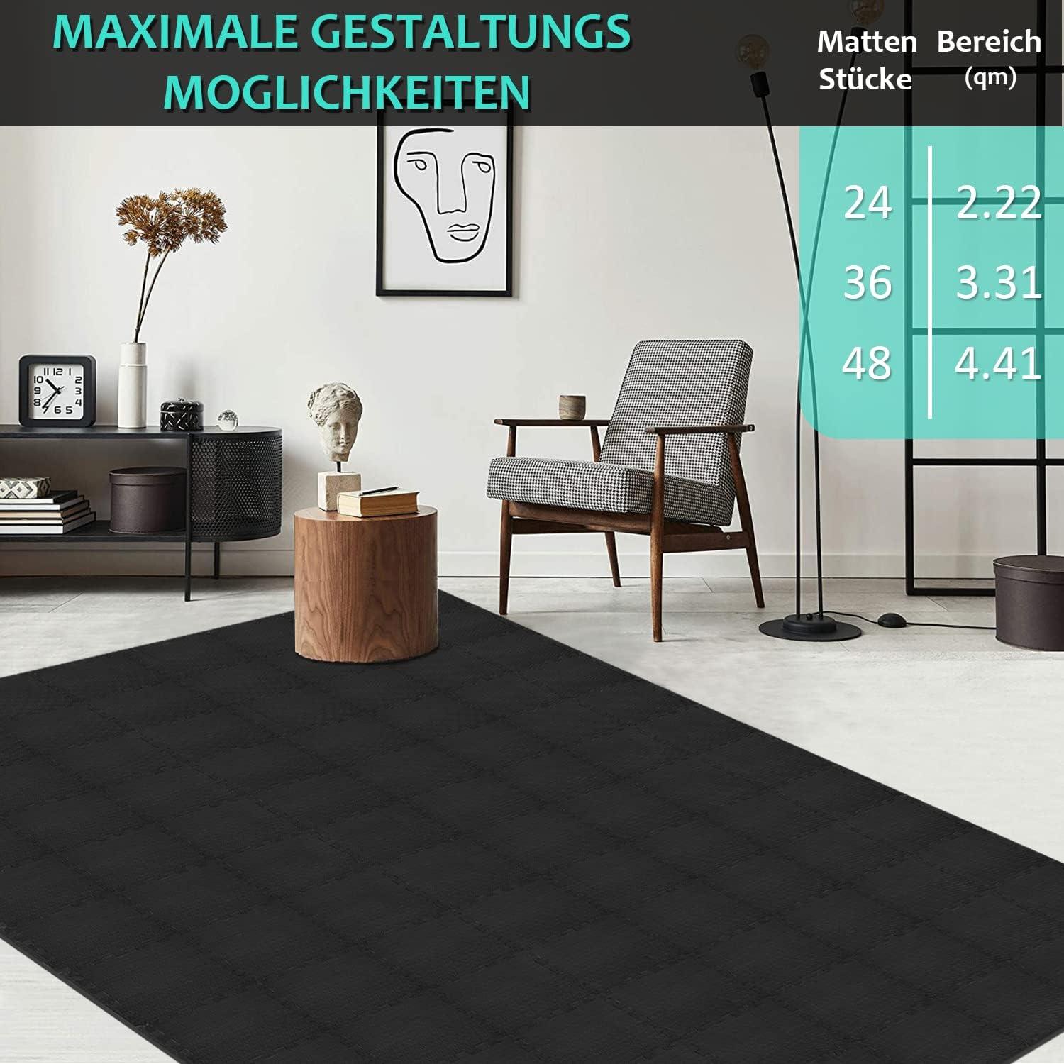 Fitness Bodenschutzmatten Set 36x Schutzmatten rutschfest Schwarz