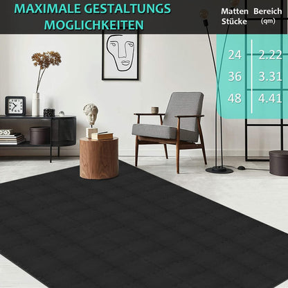 Fitness Bodenschutzmatten Set 36x Schutzmatten rutschfest Schwarz