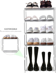 Stapelbares kleines Schuhregal 3 Etagen Weiß 44x26x39cm