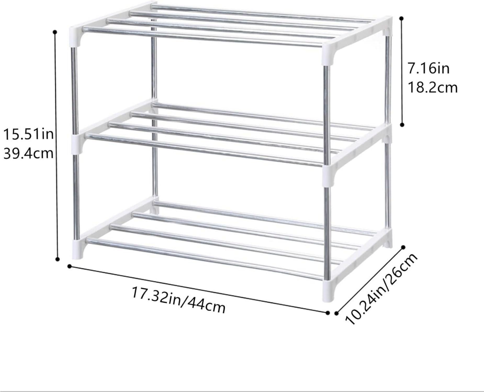 Jucaifu Stapelbares Schuhregal 3 Etagen Weiß 44x26x39.4 cm