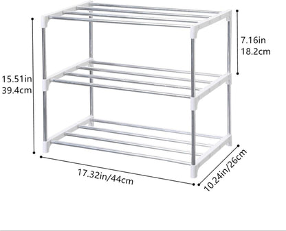 Jucaifu Stapelbares Schuhregal 3 Etagen Weiß 44x26x39.4 cm