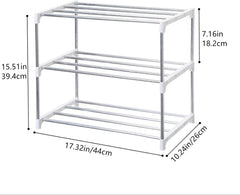 Jucaifu Stapelbares Schuhregal 3 Etagen Weiß 44x26x39.4 cm