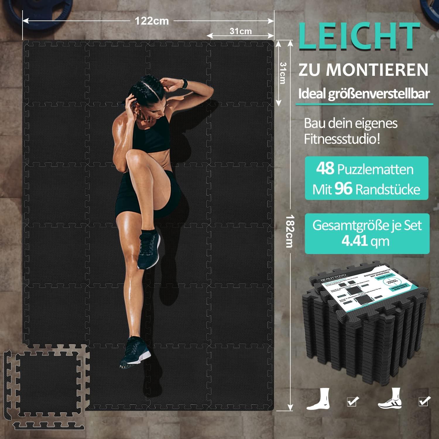 Bodenschutzmatte Fitness Set 48 Puzzlematte rutschfest