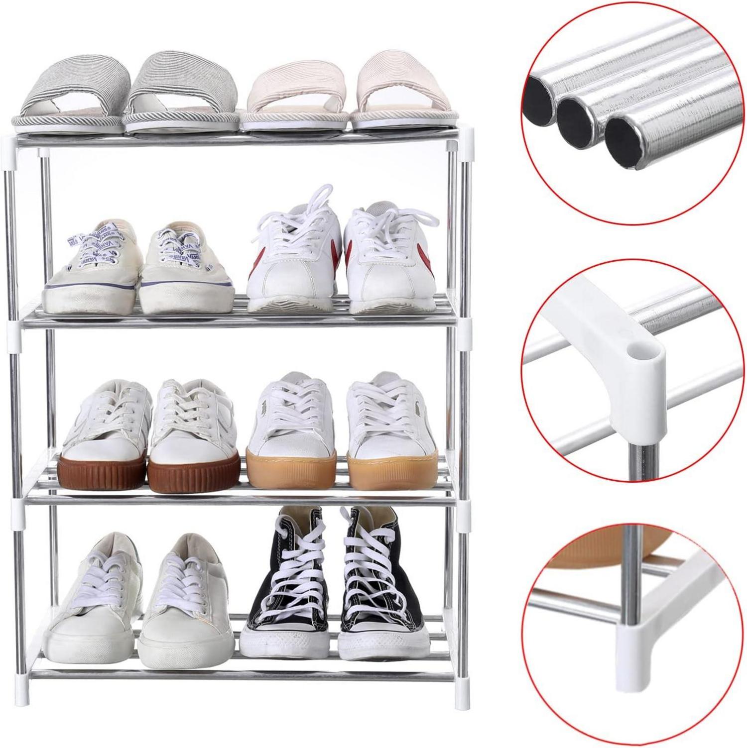 Stapelbares Schuhregal für Eingangsbereich und Schrank, weiß, 4 Etagen