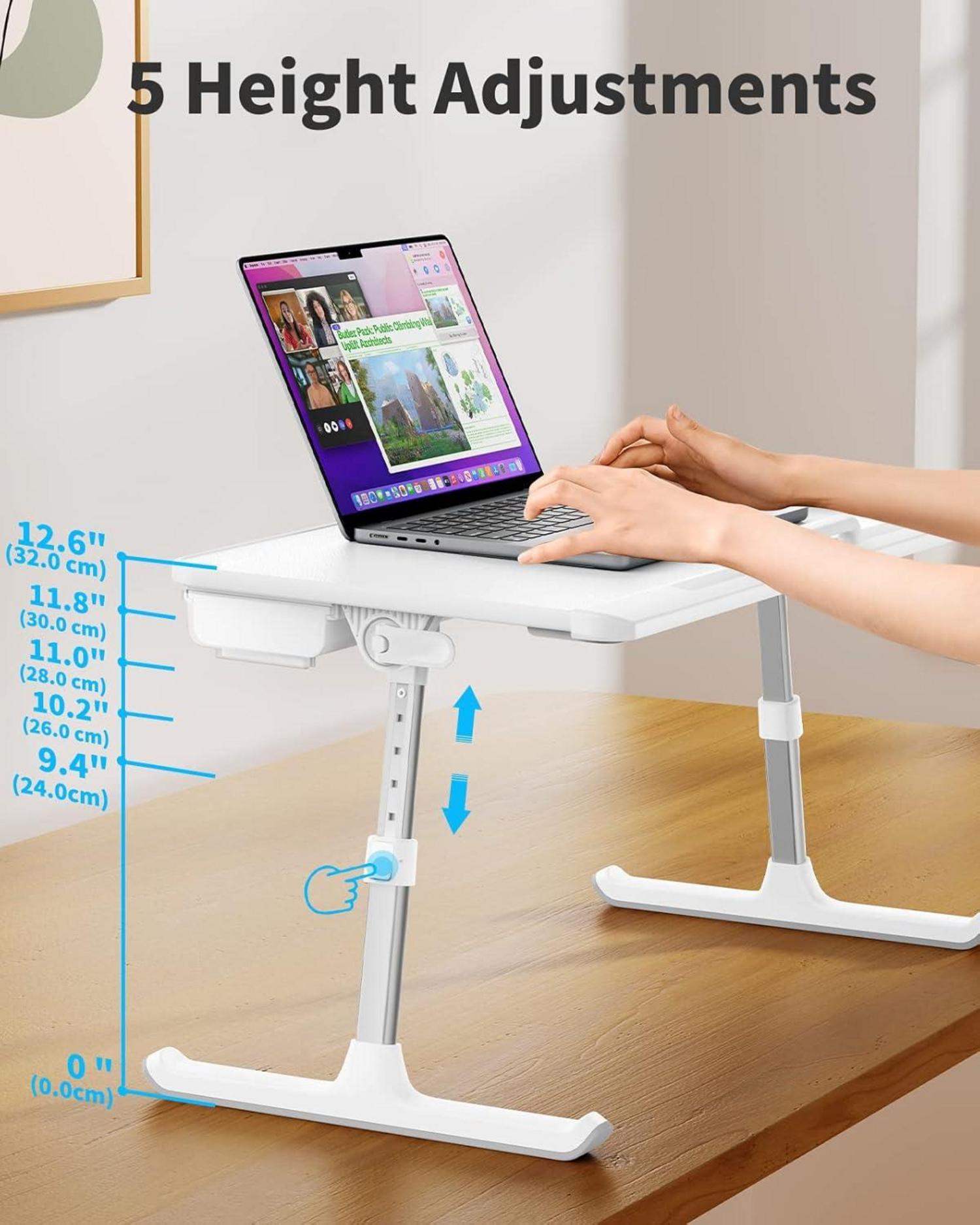 Laptop Betttisch höhenverstellbar PVC-Leather Schublade