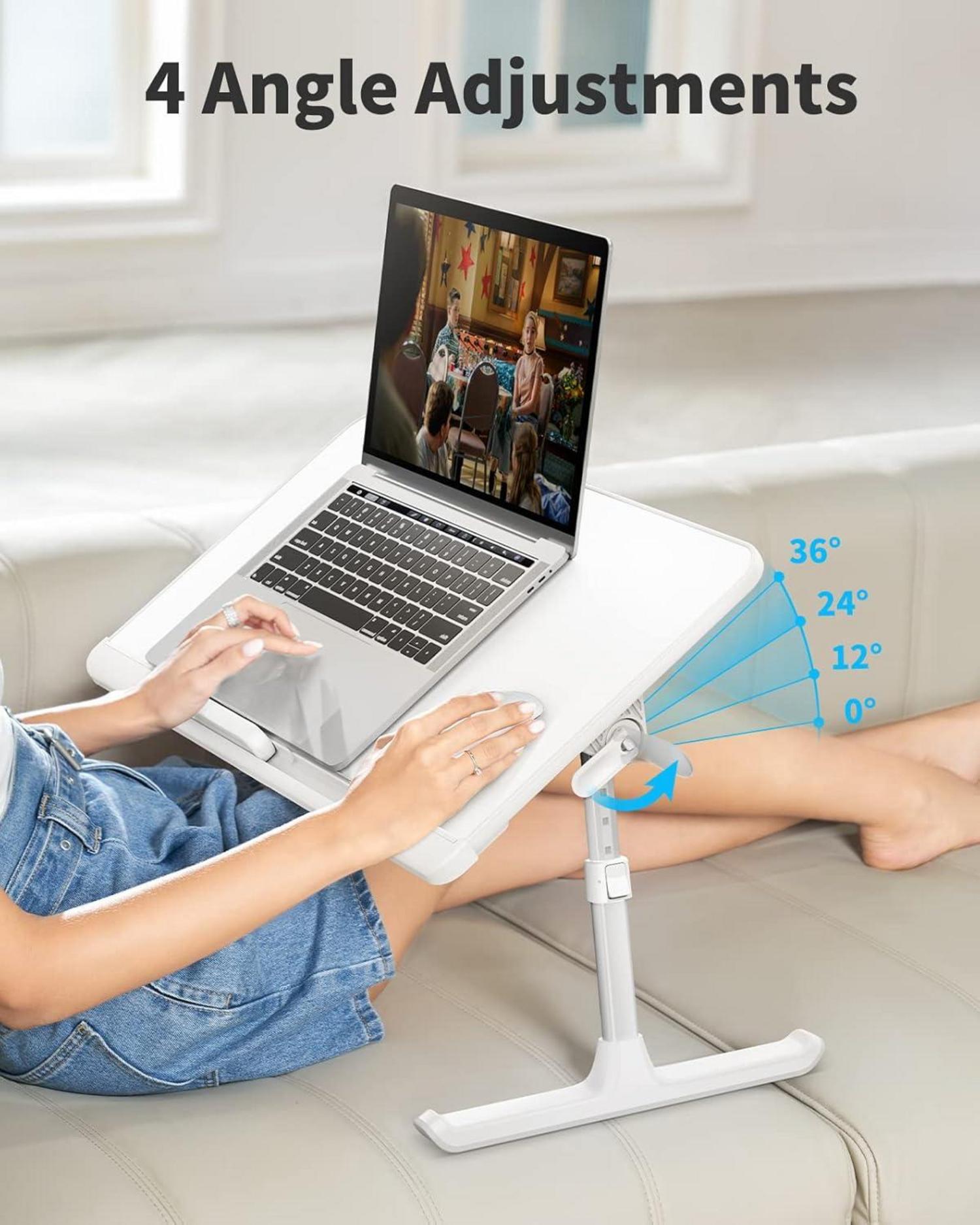 SAIJI Bett Tisch Höhe Winkel verstellbar Eco Holzplatte PVC-Leder Desktop