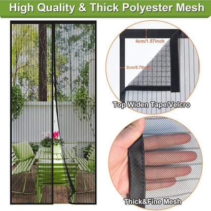 Magnet Fliegengitter Tür 230x210cm Schwarz – Ohne Bohren & Automatisches Schließen