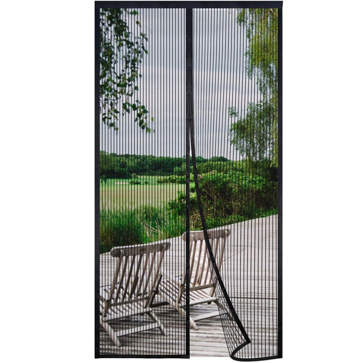Magnet Fliegengitter Tür 230x235cm Schwarz – Ohne Bohren, Automatisches Schließen