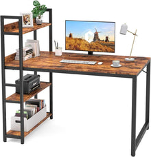 Schreibtisch mit Regal 120x60cm Stahlgestell Braun