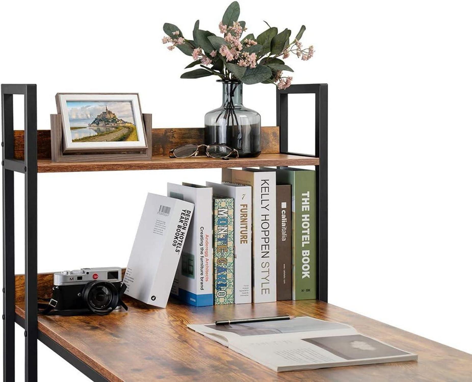 Schreibtisch 120x60cm mit Regal für Büro Wohnzimmer stabil Braun