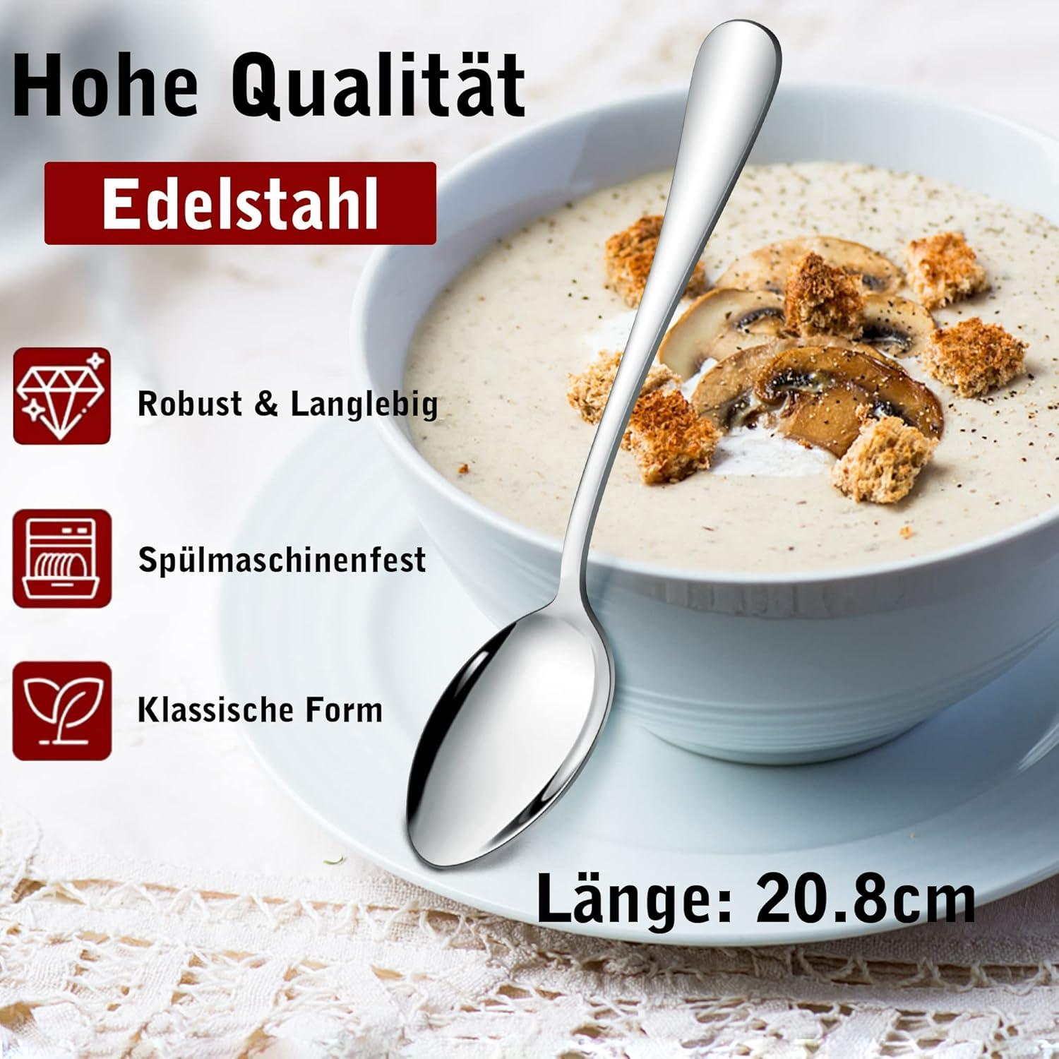 Edelstahl Esslöffel 12er Set 20.8cm Suppenlöffel Modernes