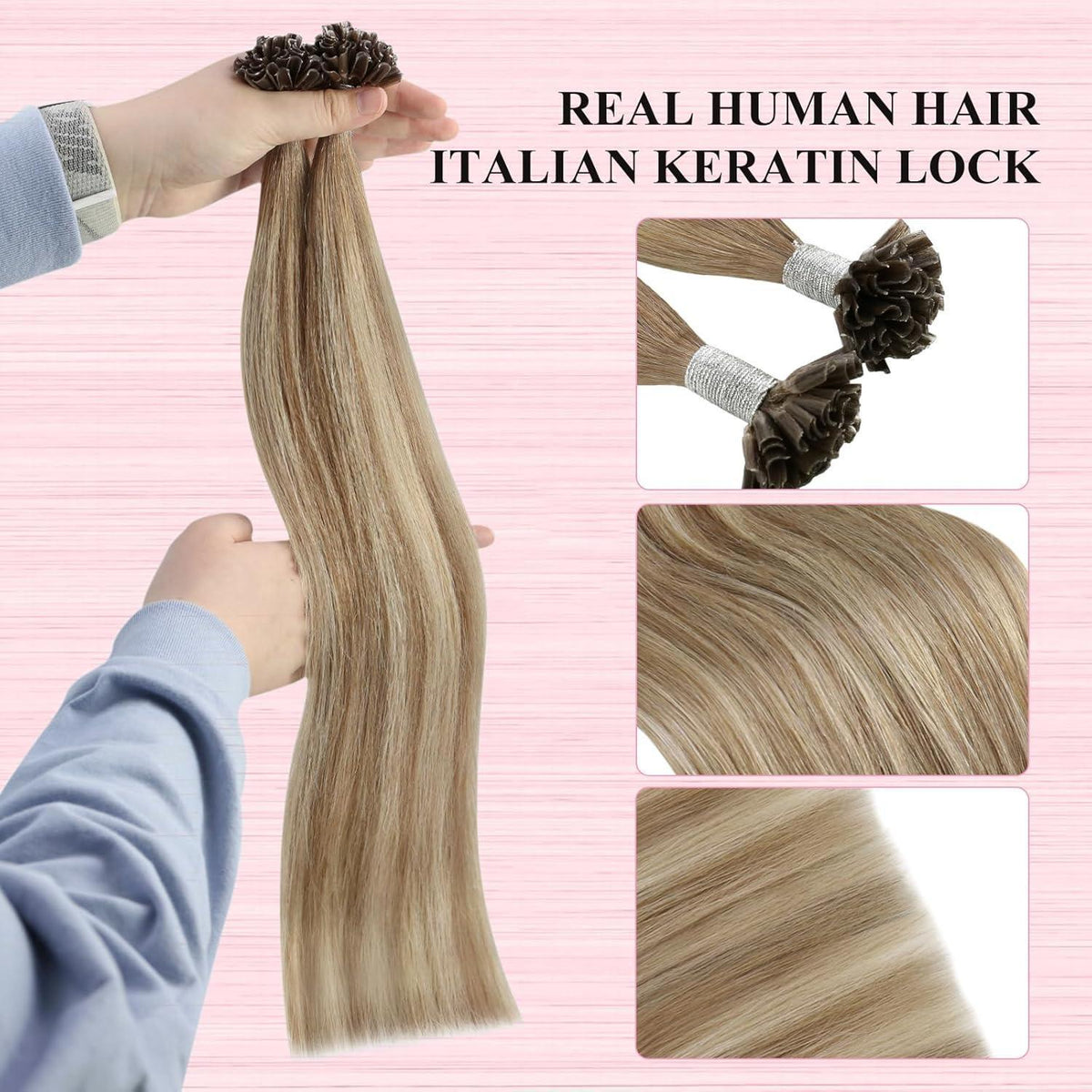 Echthaar Bonding Extensions Ombre Braun Blond 45cm
