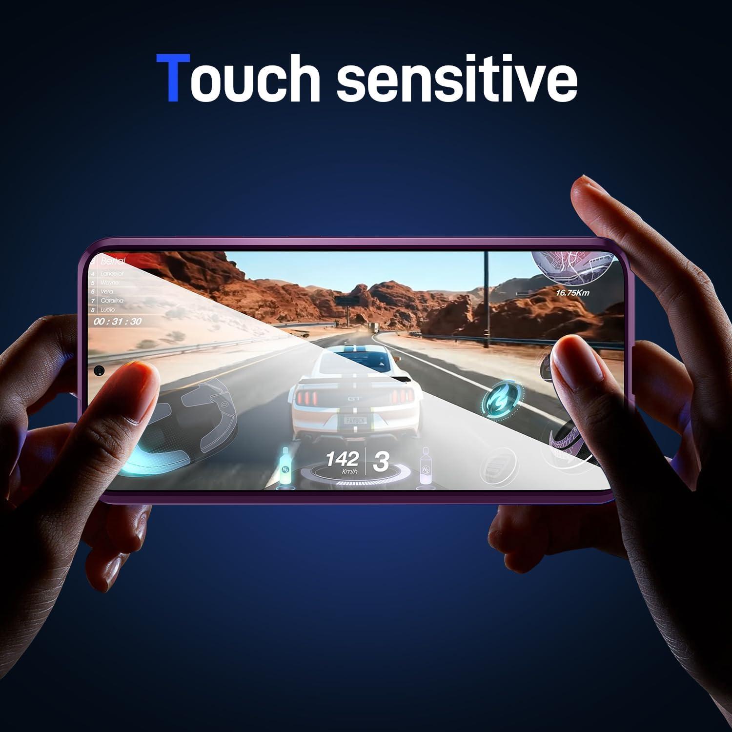 Samsung Galaxy S21 FE 5G Hülle Magnetisches Adsorption Aluminiumrahmen Gehärtetes Glas Stoßfest Flip Cover - lila
