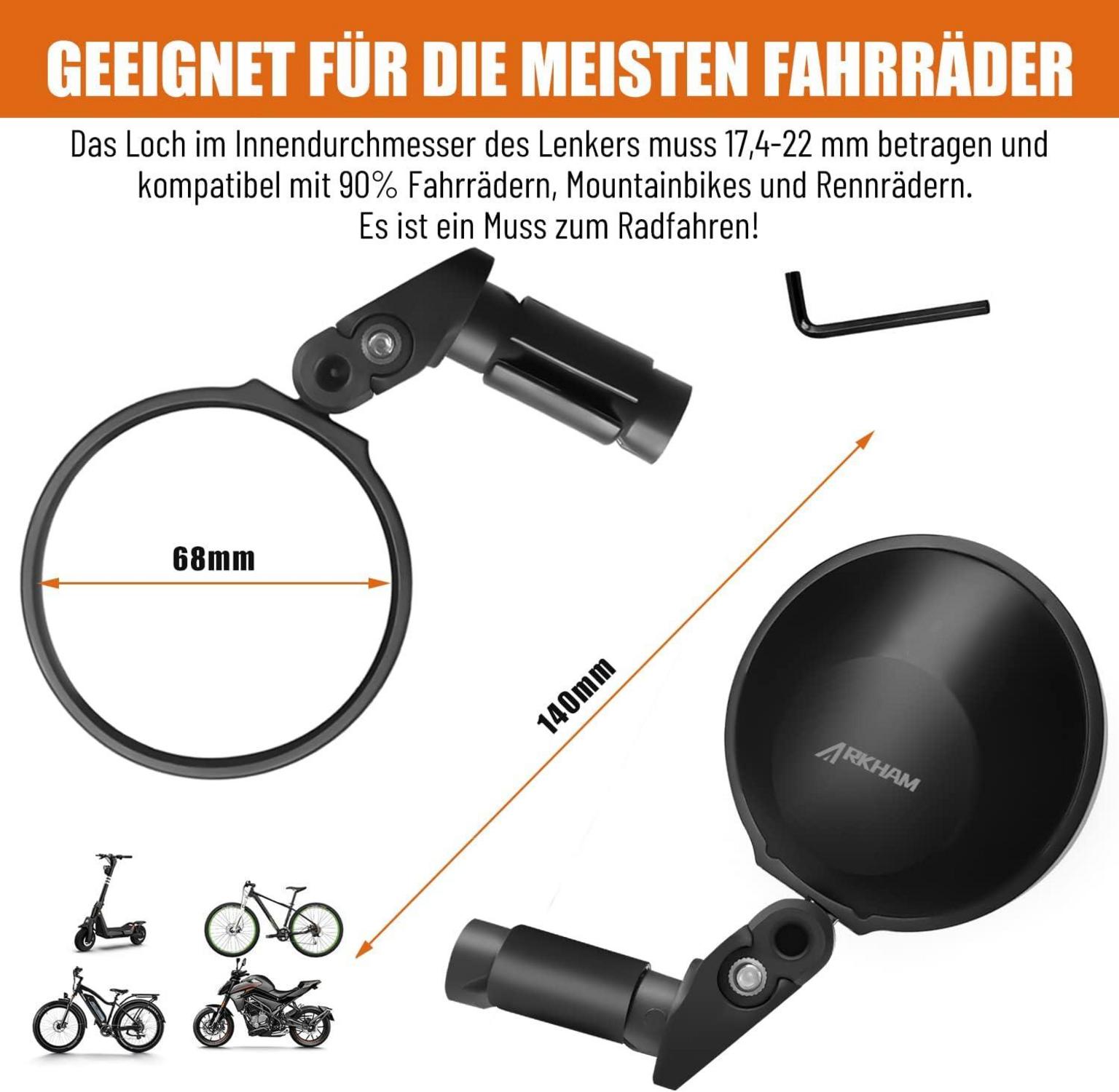 360° Schwenkbarer Fahrrad Rückspiegel Lenkerendenspiegel