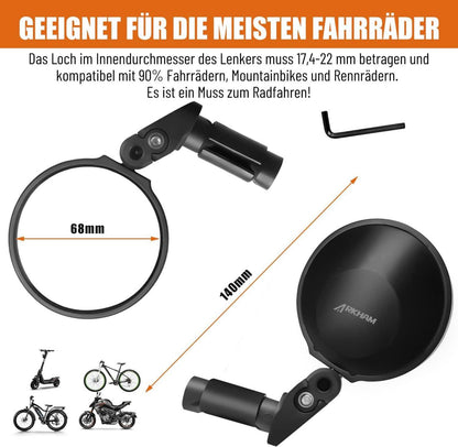 360° Schwenkbarer Fahrrad Rückspiegel Lenkerendenspiegel