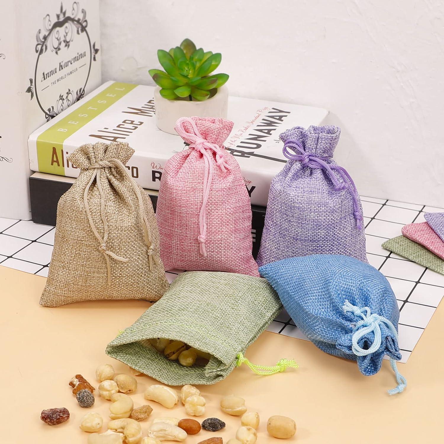 20er Pack Jutesäckchen 10x14cm Kordelzug Natursäcke Schmuck Hochzeit
