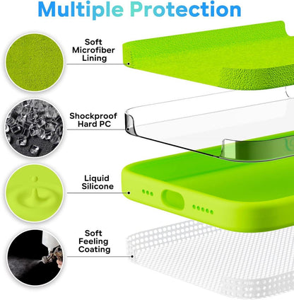 iPhone 13 Hülle Silikon 3-Layer Struktur Olivgrün Slim Case Cover