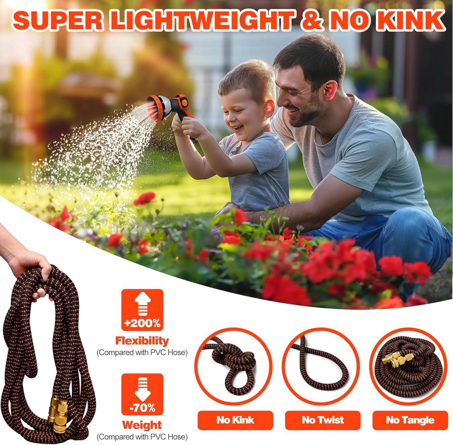 Flexibler Gartenschlauch 30M 10 Funktionen Sprühdüse Leicht Anti-Verdrehung