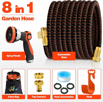 Flexibler Gartenschlauch 30M mit 10 Funktionen Sprühdüse Orange