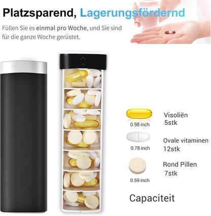 Tablettenbox 7 Tage Betife BPA Frei Pillen Organizer Reise Schwarz