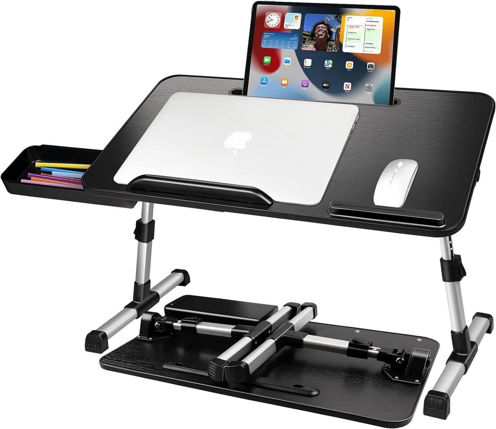 Höhenverstellbarer Laptoptisch mit Schublade & Tablet-Ständer